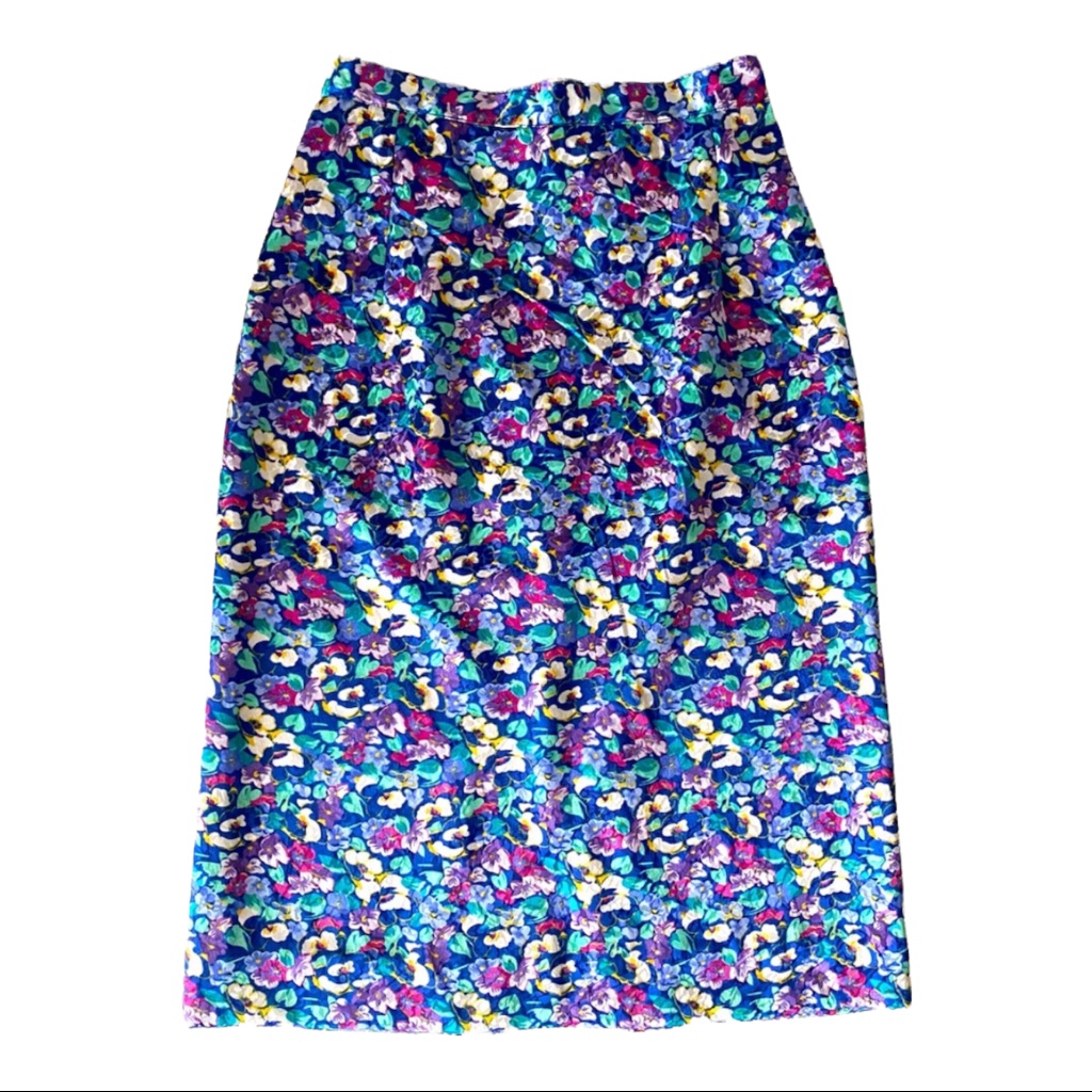 Vintage Floral Pencil Skirt, Size Xs